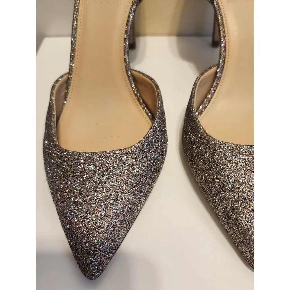 J.Crew Iridescent Glitter D'Orsay Pointed Toe Pumps Sz. 7 $228 Made in Italy